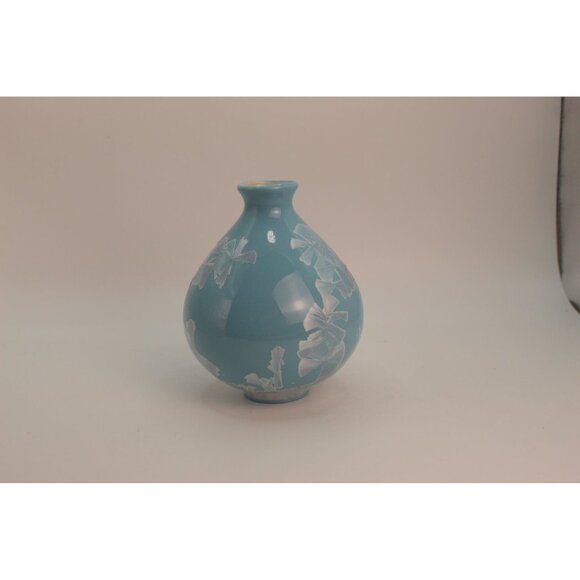 Vintage Crystalline Glaze Bud Vase – Light Blue - Picture 2 of 6